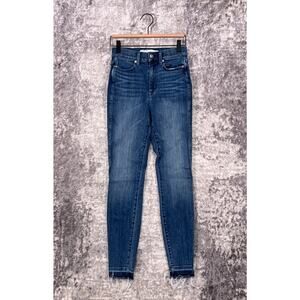 AYR Jeans 26 Womens The Riser Skinny High Waist Dark Wash Raw Hem Denim